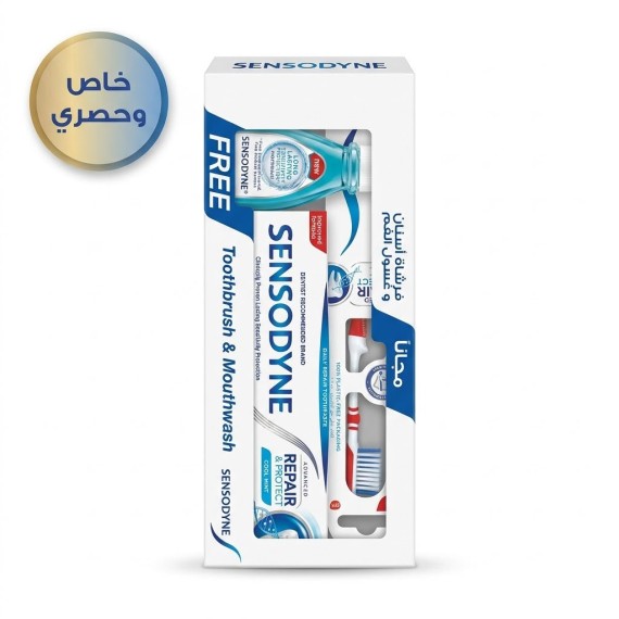 سنسوداين - معجون اسنان + غسول + فرشاة - كول منت - باكيج