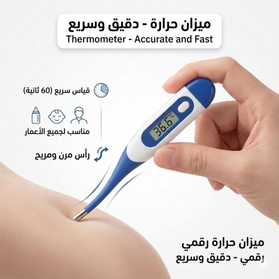ميزان حرارة ديجيتال - راس مرن - 12 قطعة