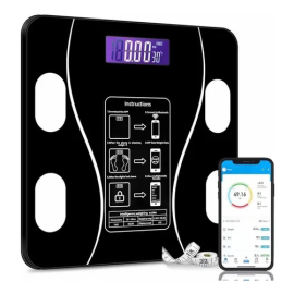 ميزان بلوتوث - سيكوريت مستطيل - حجم كبير - لون اسود